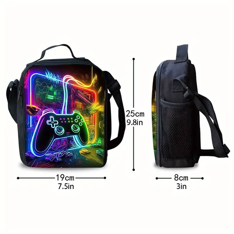 Gaming Controller and Neon Art Lunchbag