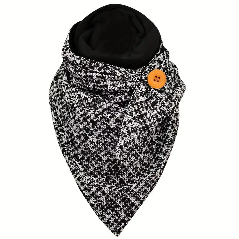 Anti-freeze and windproof houndstooth scarf with hood