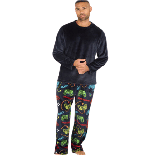 Mens Gaming Controller Plush Fleece Lounge Set