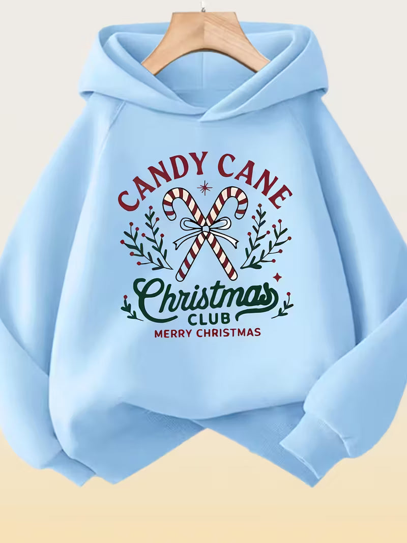 Womans Candycane Graphic Hooded Sweatshirt