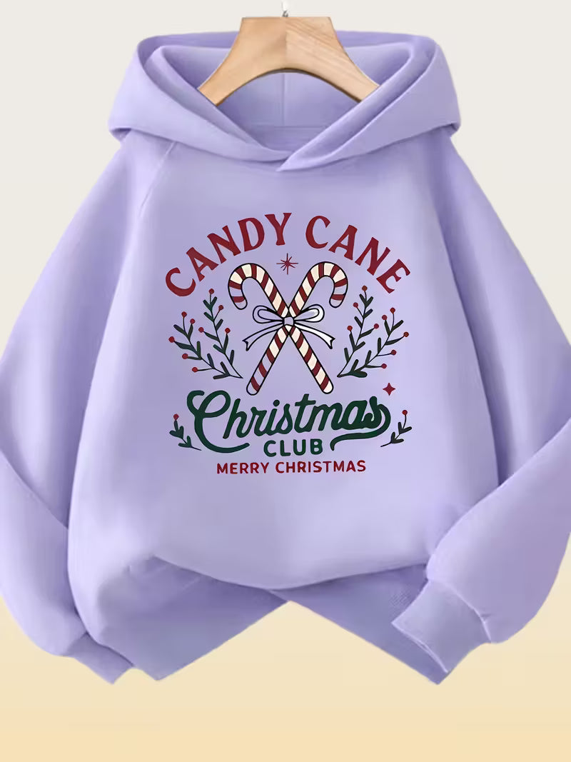 Womans Candycane Graphic Hooded Sweatshirt