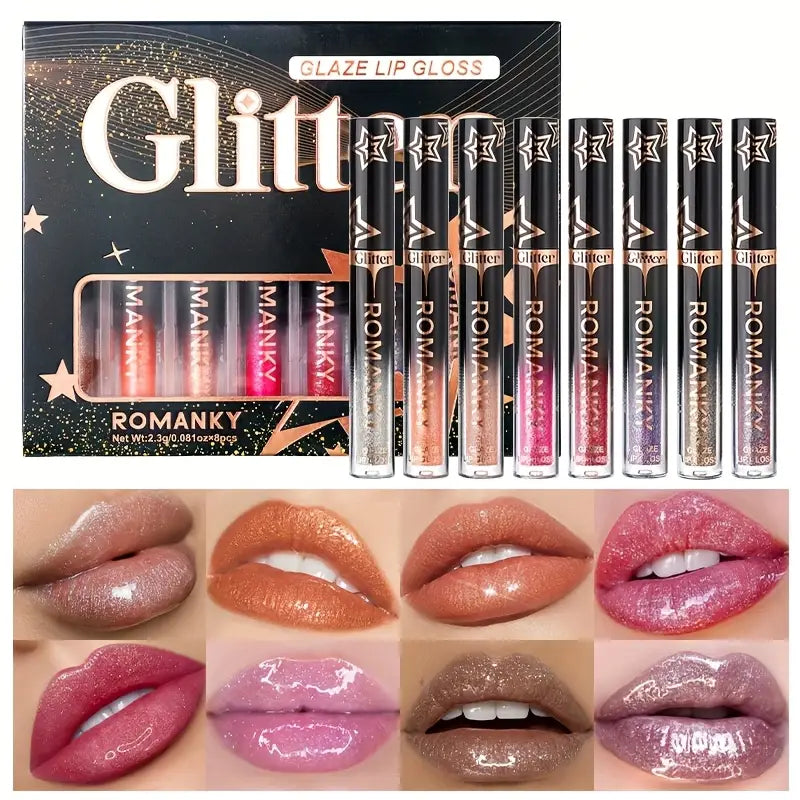 8 PC Glitter Lip Glosses