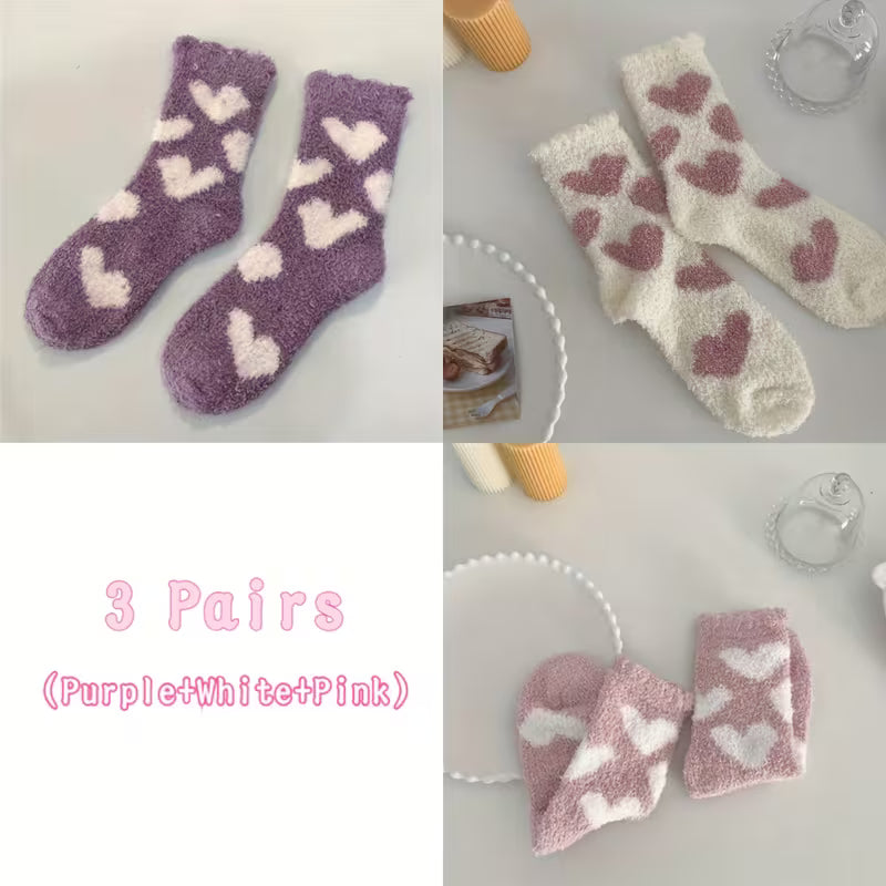 3 Pairs Women's Coral Fleece Warm Socks