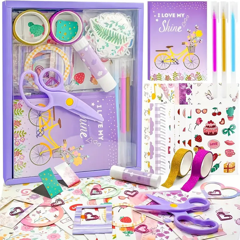 Vibrant Purple Flower Design I Love My Shine DIY Scrapbook and Diary Kit