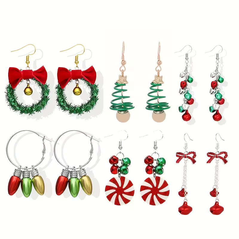 6 Pairs Christmas Earrings