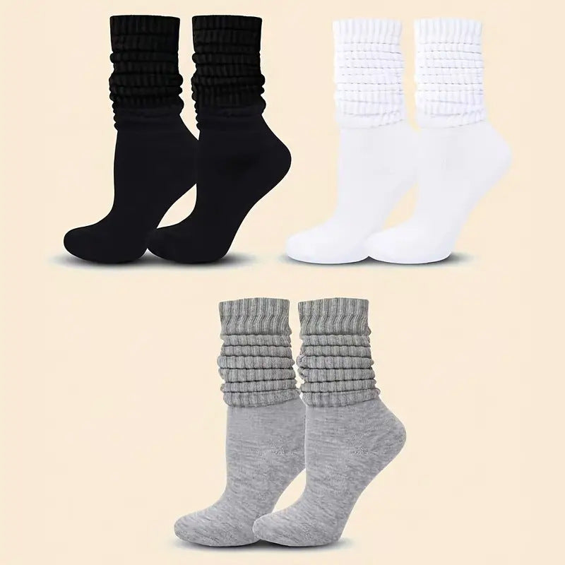 Women's 3 Pairs of Comfortable, Warm And Versatile Trendy Stocking Socks