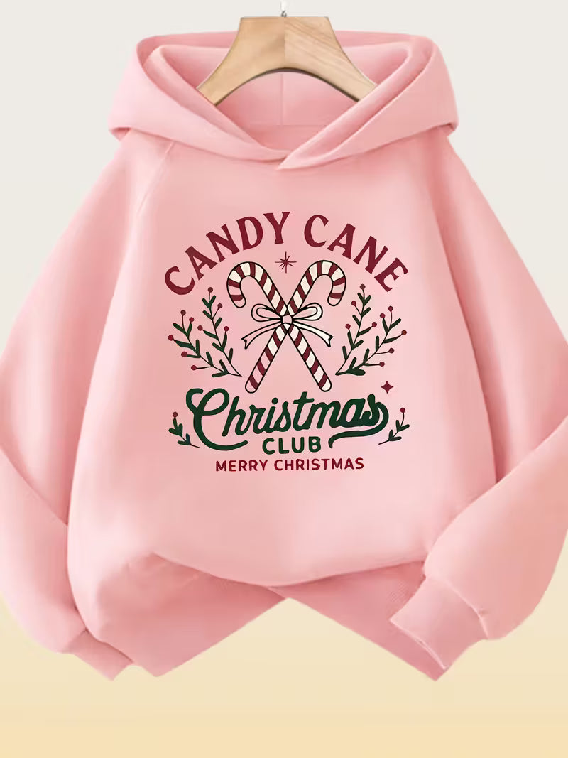 Womans Candycane Graphic Hooded Sweatshirt