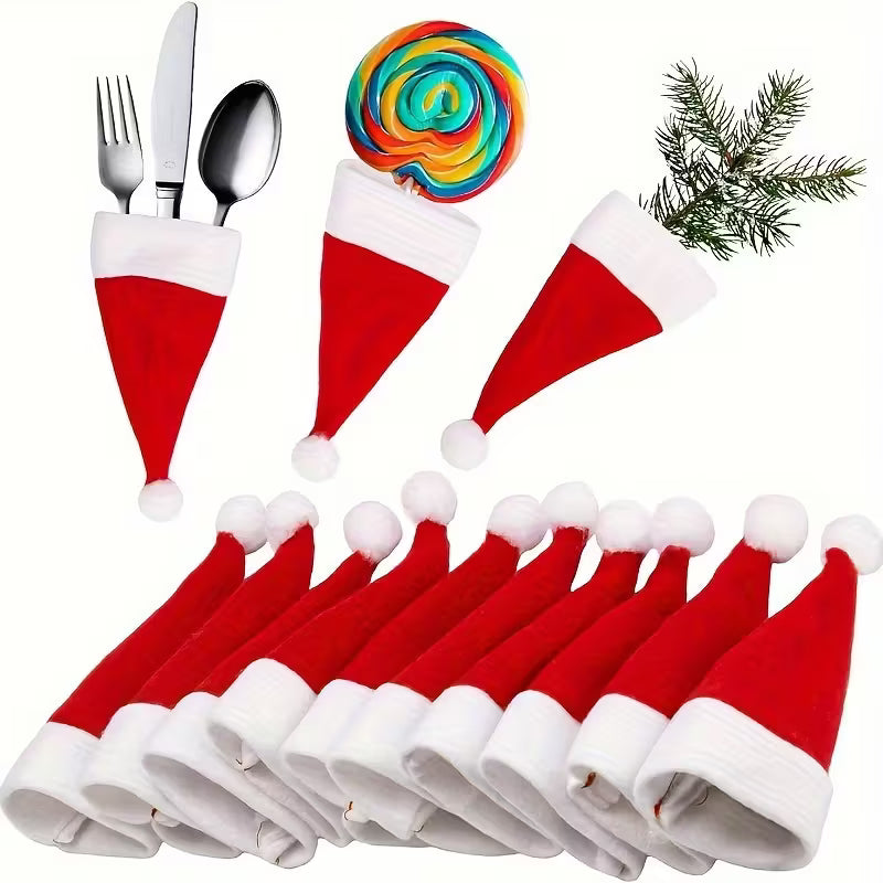 10 PC Santa Hat Knife and Fork Set