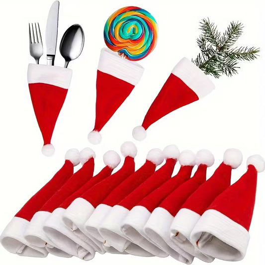 10 PC Santa Hat Knife and Fork Set