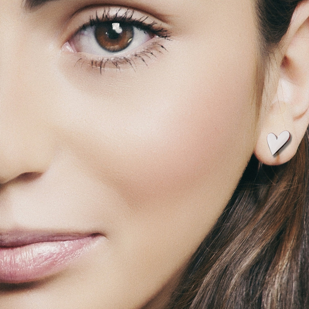Tilted Heart Stud Earrings