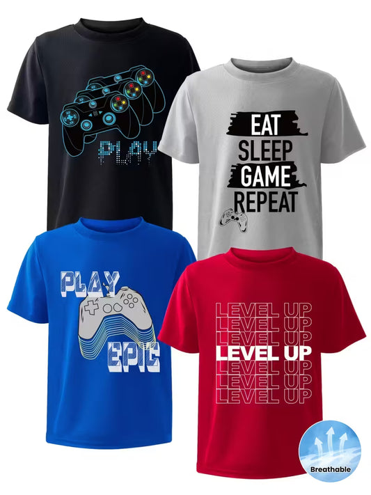 4pcs Kids Gaming T-Shirts