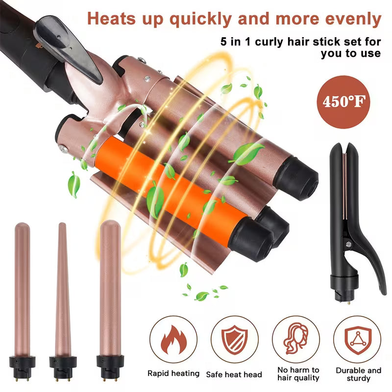 5-in-1 Interchangeable Barrel Hair Curler
