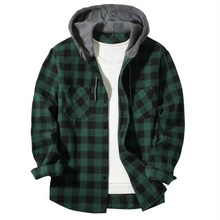 Load image into Gallery viewer, Mens Plaid Check Hooded Shirt