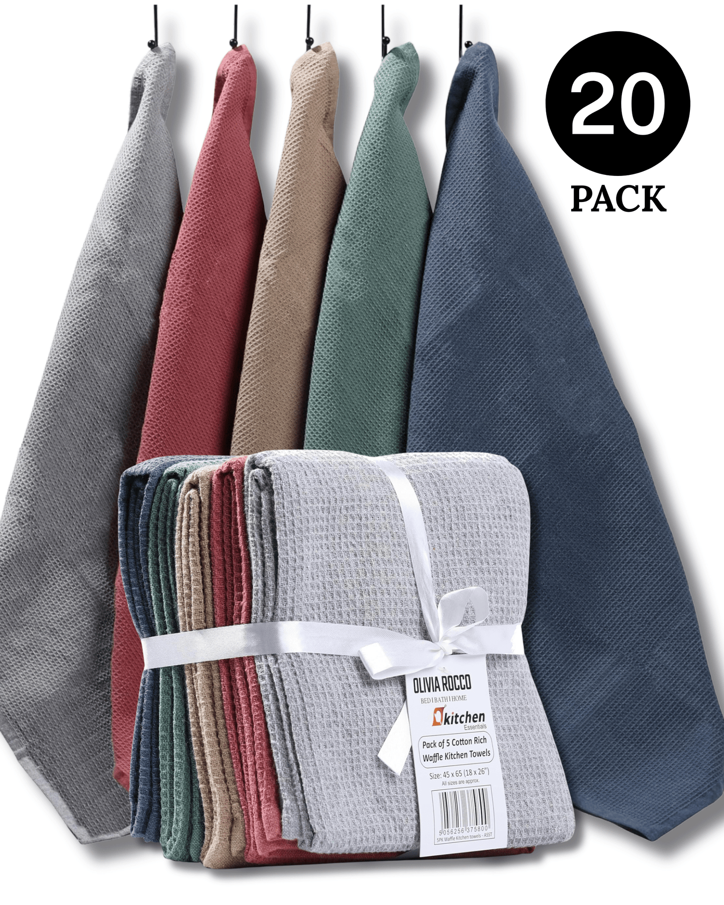 20 Pack Waffle Kitchen Tea Towels