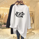 Whiskers Print Loose Fit Cotton Tshirt