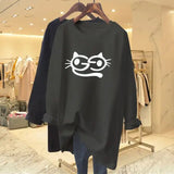 Whiskers Print Loose Fit Cotton Tshirt