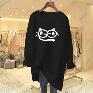 Whiskers Print Loose Fit Cotton Tshirt