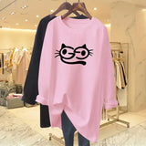 Whiskers Print Loose Fit Cotton Tshirt