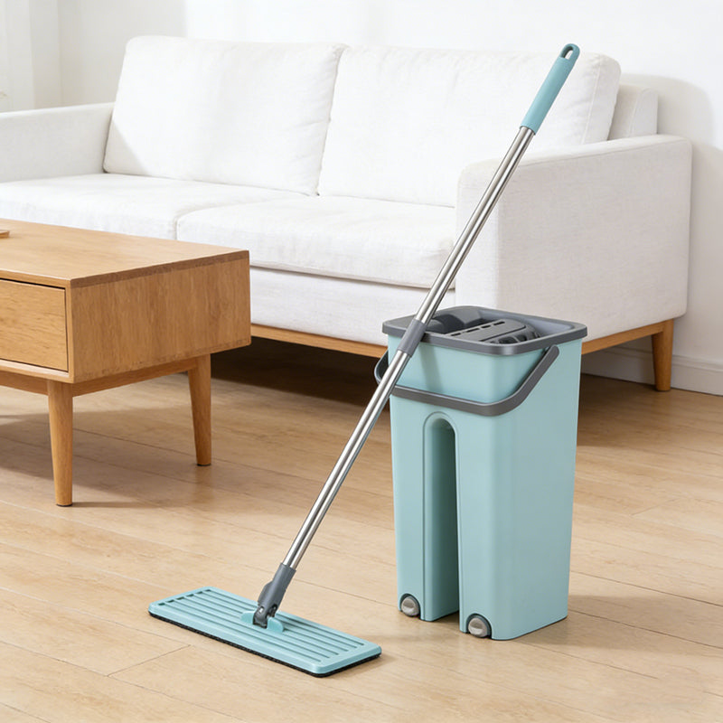 5L Flat Mop Bucket Set With 2 Mop Pads
