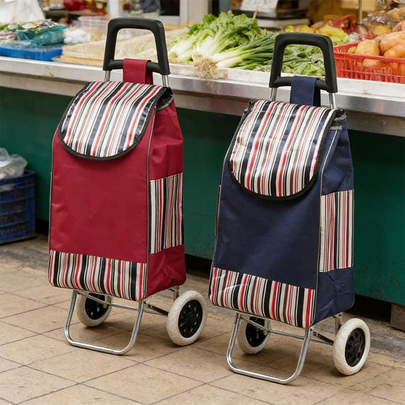 Striped Pattern Lightweight Wheeled Shopping Trolley