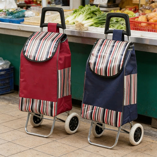 Striped Pattern Lightweight Wheeled Shopping Trolley