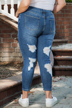 Load image into Gallery viewer, Blue Plus Size Distressed Ripped Skinny Jeans
