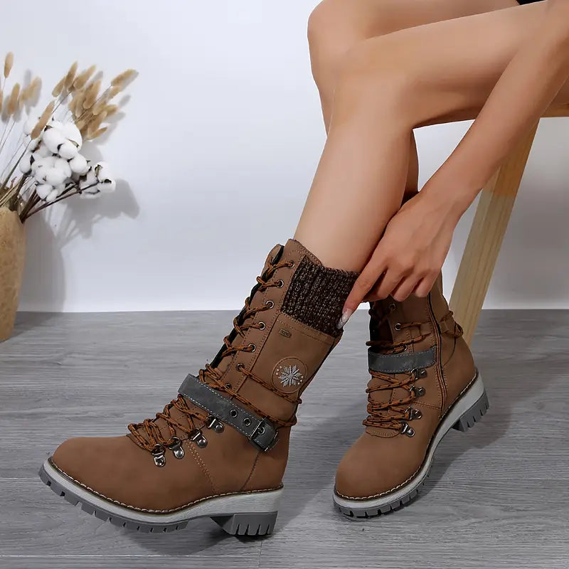 Women'S All-Season Lace-Up Mid-Calf Boots