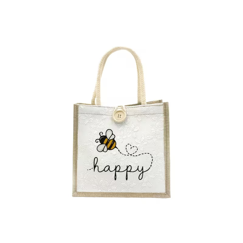 Women'S Tote Bag Featuring a Cute Little Bee Design