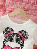 2PCS Child Short Sleeve Top+Love Pants Clothes Set