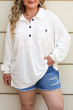 Load image into Gallery viewer, Plus Size Long Sleeve Flap Pocket Henley Top