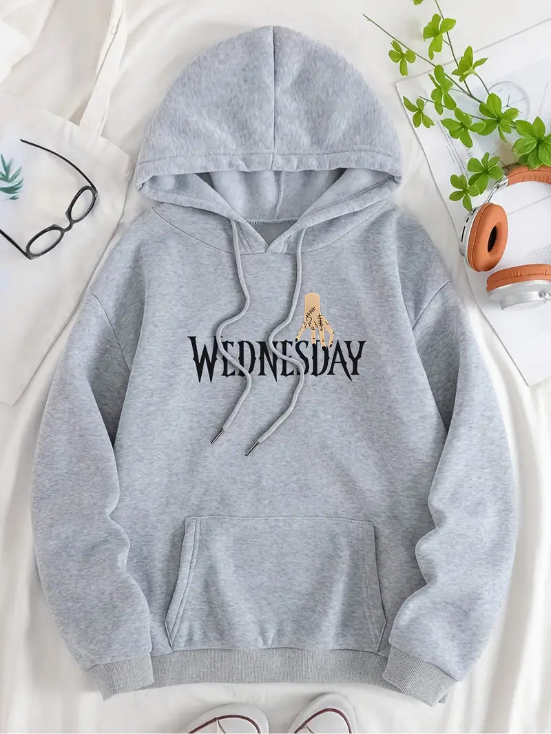 Women'S "WEDNESDAY" Graphic Print Hoodie