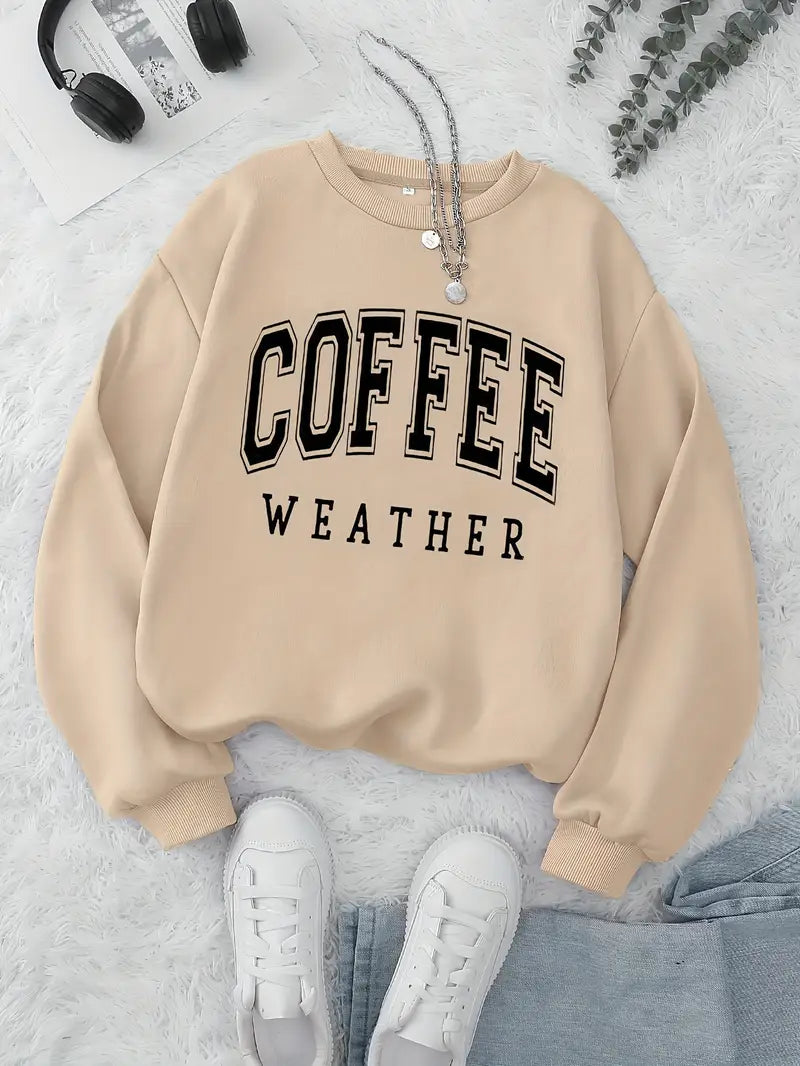 Coffee Print Pullover Sweatshirt