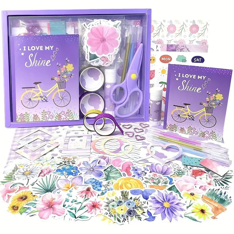 Vibrant Purple Flower Design I Love My Shine DIY Scrapbook and Diary Kit