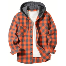 Load image into Gallery viewer, Mens Plaid Check Hooded Shirt