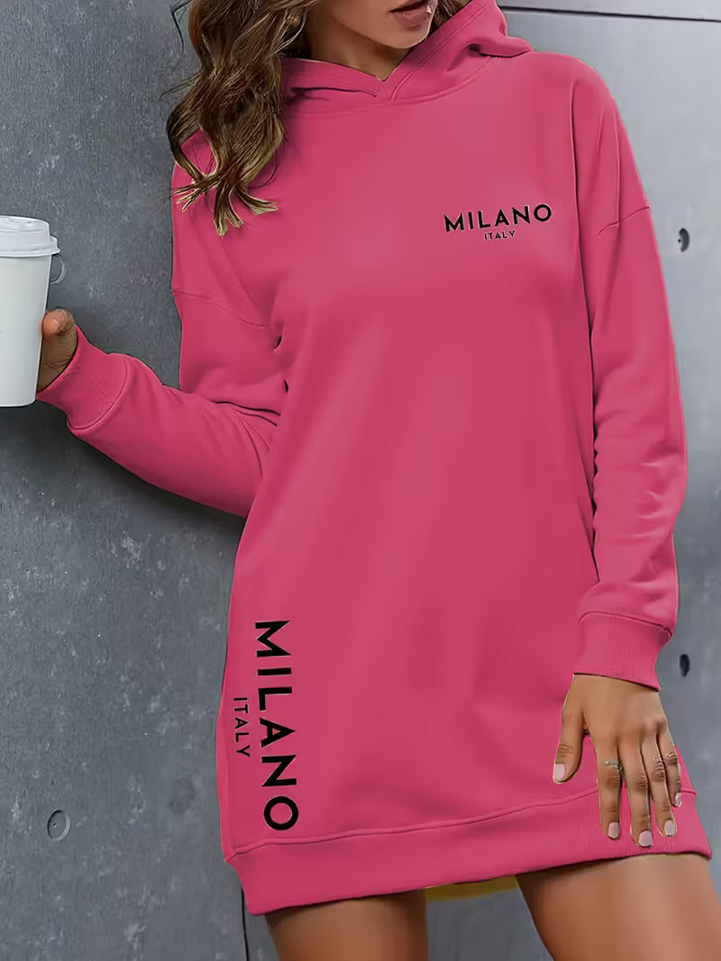 Plus Size Women'S Oversized Hooded Sweater Dress