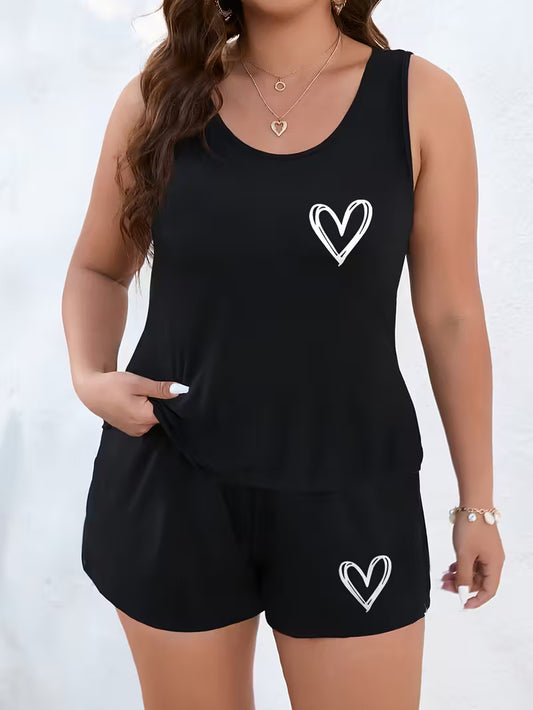 2pcs Plus Size Women's Pajama Set