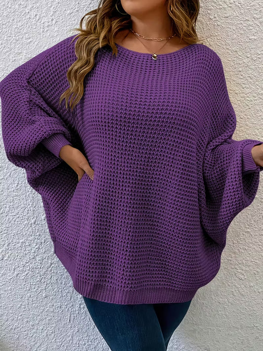 Plus Size Women's Oversized Purple Sweater