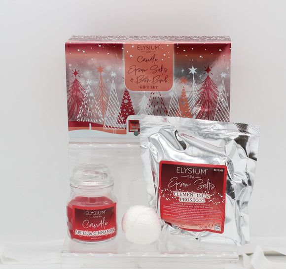 Spa 3 Pce Xmas Gift Set Candle, Bath Salts and Bath Bomb