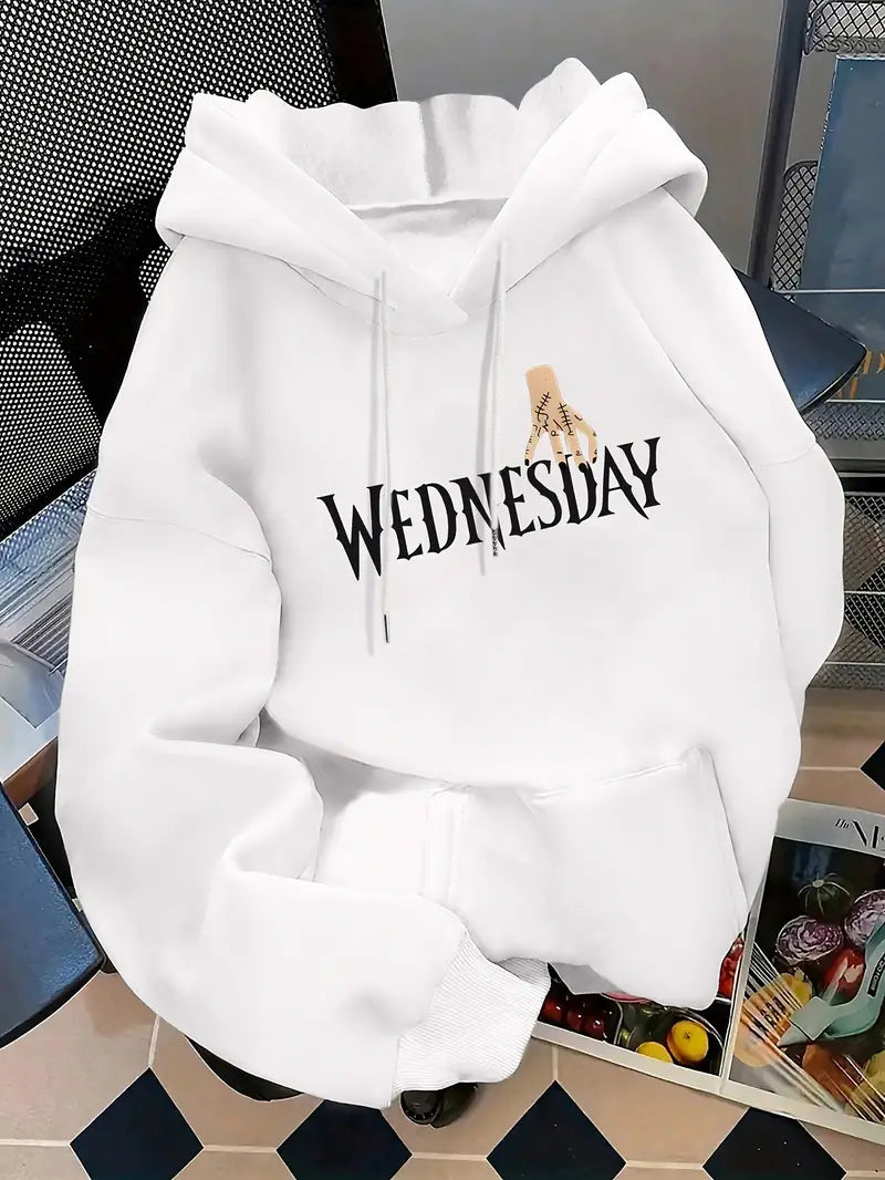 Women'S "WEDNESDAY" Graphic Print Hoodie