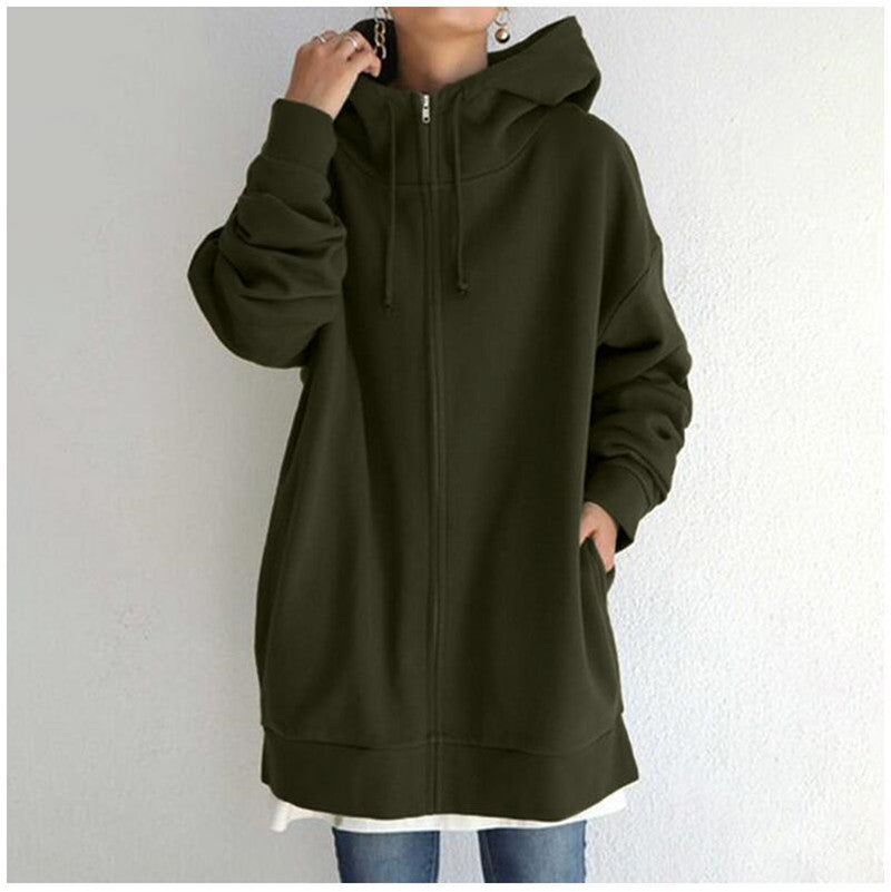 Oversized Loose Hooded Coat Sweatshirt