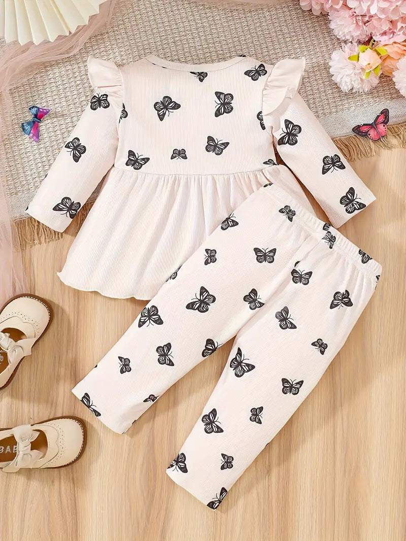 Cute Baby Girls Butterfly Set with Ruffle Detail
