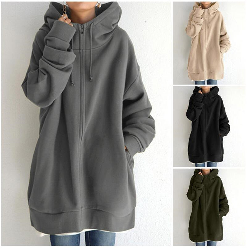 Oversized Loose Hooded Coat Sweatshirt