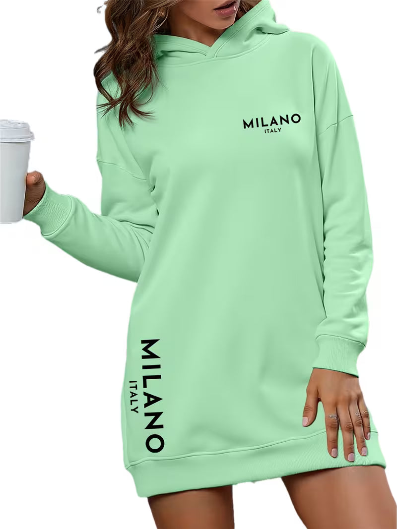 Women'S Oversized Hooded Sweatshirt Dress