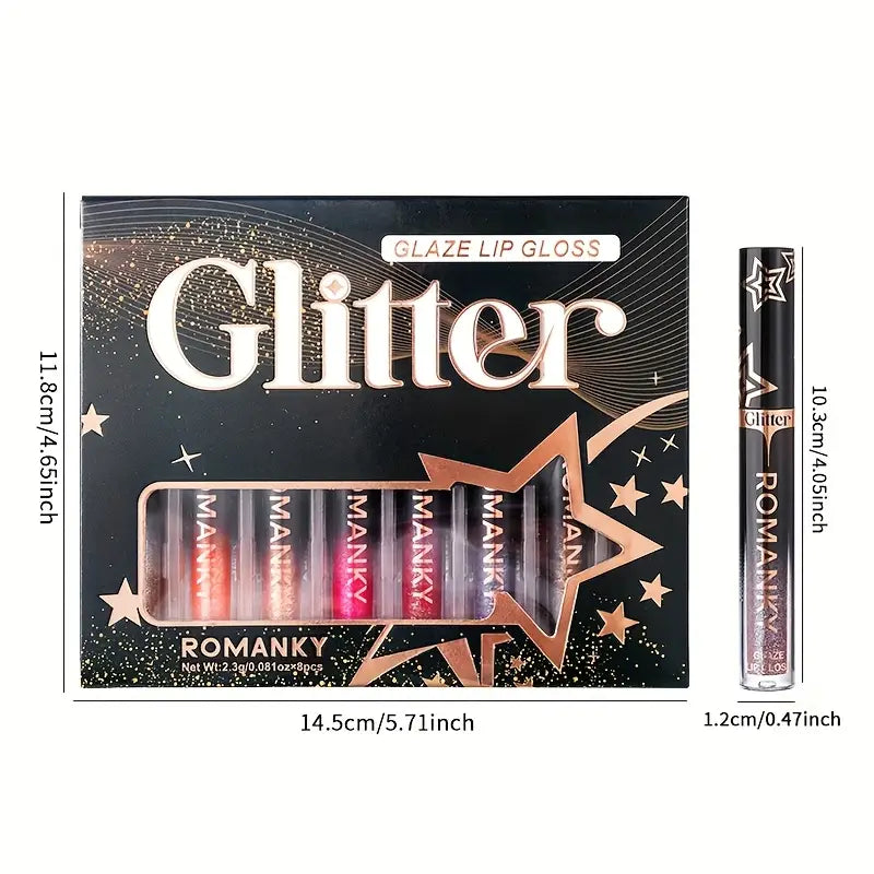 8 PC Glitter Lip Glosses