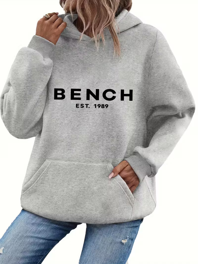 Women's Oversized Hooded Sweatshirt with Logo Print