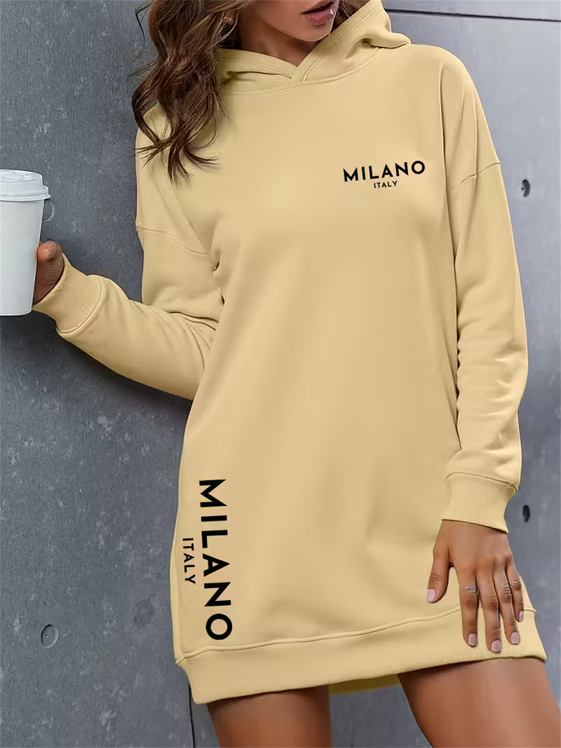 Women'S Oversized Hooded Sweatshirt Dress