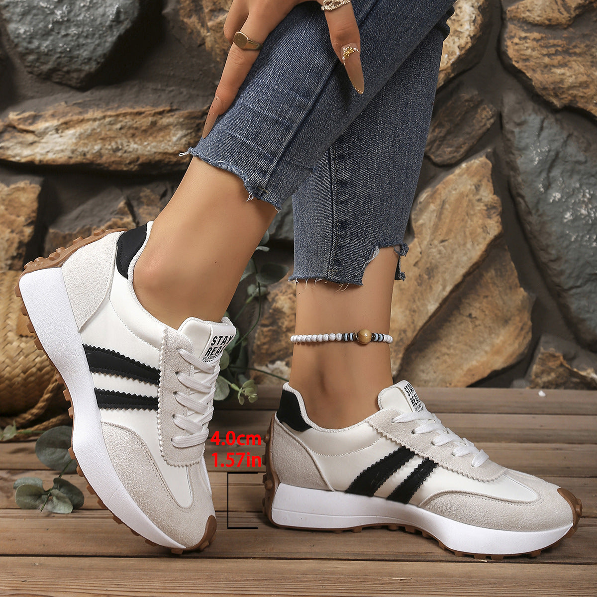 Stripe Lace-up Women's Trainers