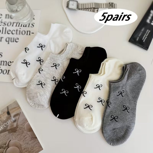 5-Pack Cute Bow Ankle Socks