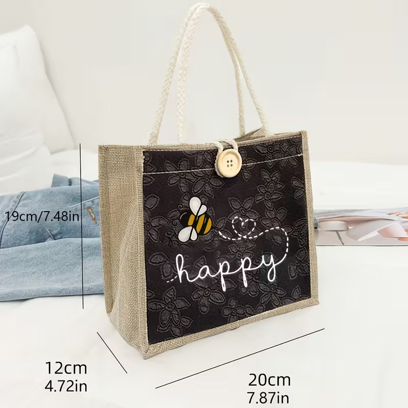 Women'S Tote Bag Featuring a Cute Little Bee Design