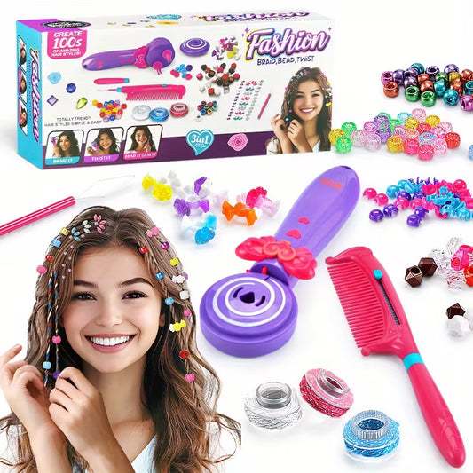 Girls Automatic Hair Braider Set with 3 Weaving Patterns